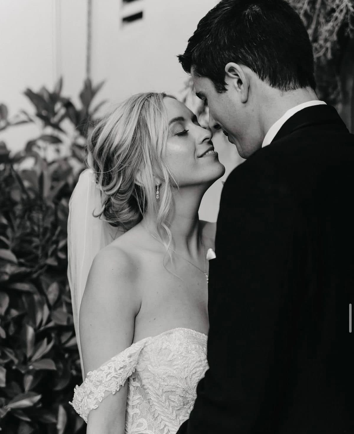 Intimate black and white close-up portrait
